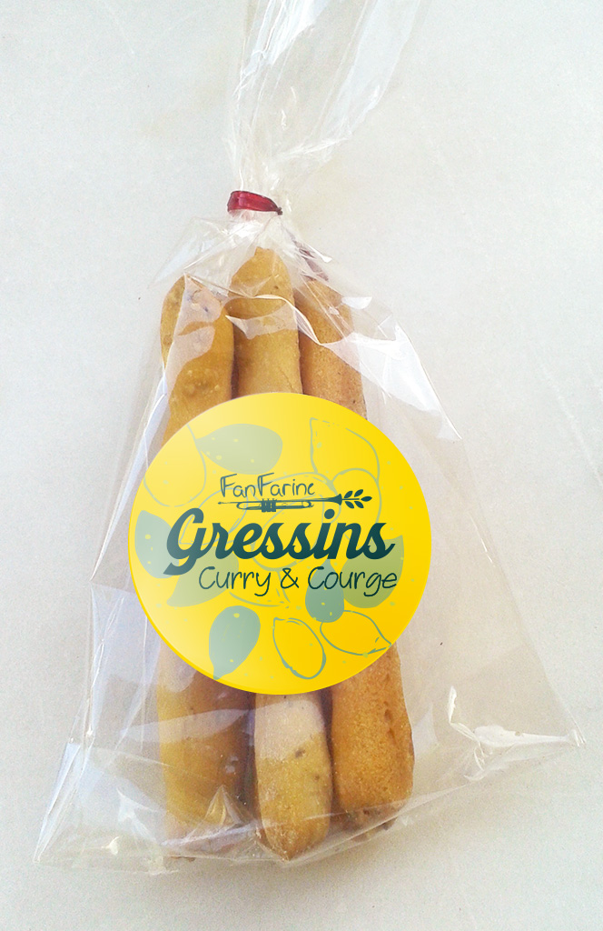 Packaging gressins Curry & Courge