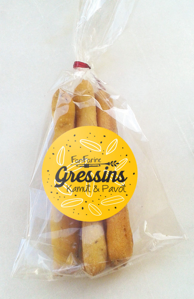 Packaging gressins Kamut & Pavot